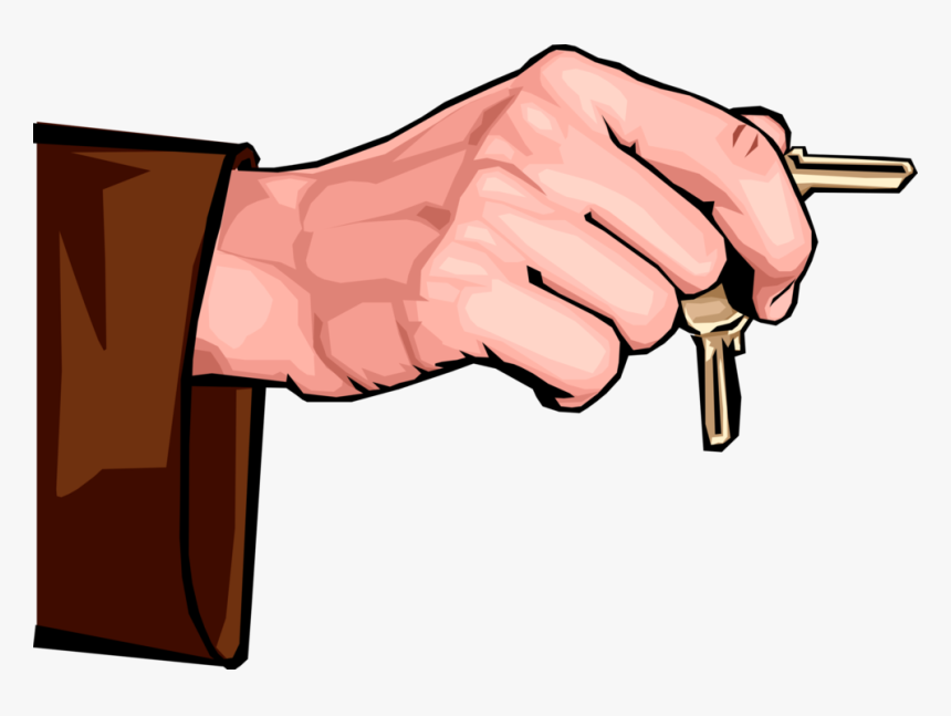Vector Illustration Of Hand Holding Security Keys That - Hand Holding A Key Clipart, HD Png Download, Free Download