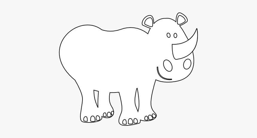 Colorful Animal Rhino Black White Line Art 555px - Cartoon, HD Png Download, Free Download