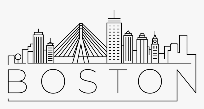 Clip Art Boston Skyline Png - Line Drawing Boston Skyline Outline, Transparent Png, Free Download
