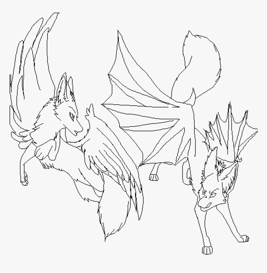 wolf with wings lineart