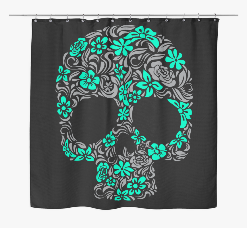 Floral Skull Shower Curtain - Motif, HD Png Download, Free Download