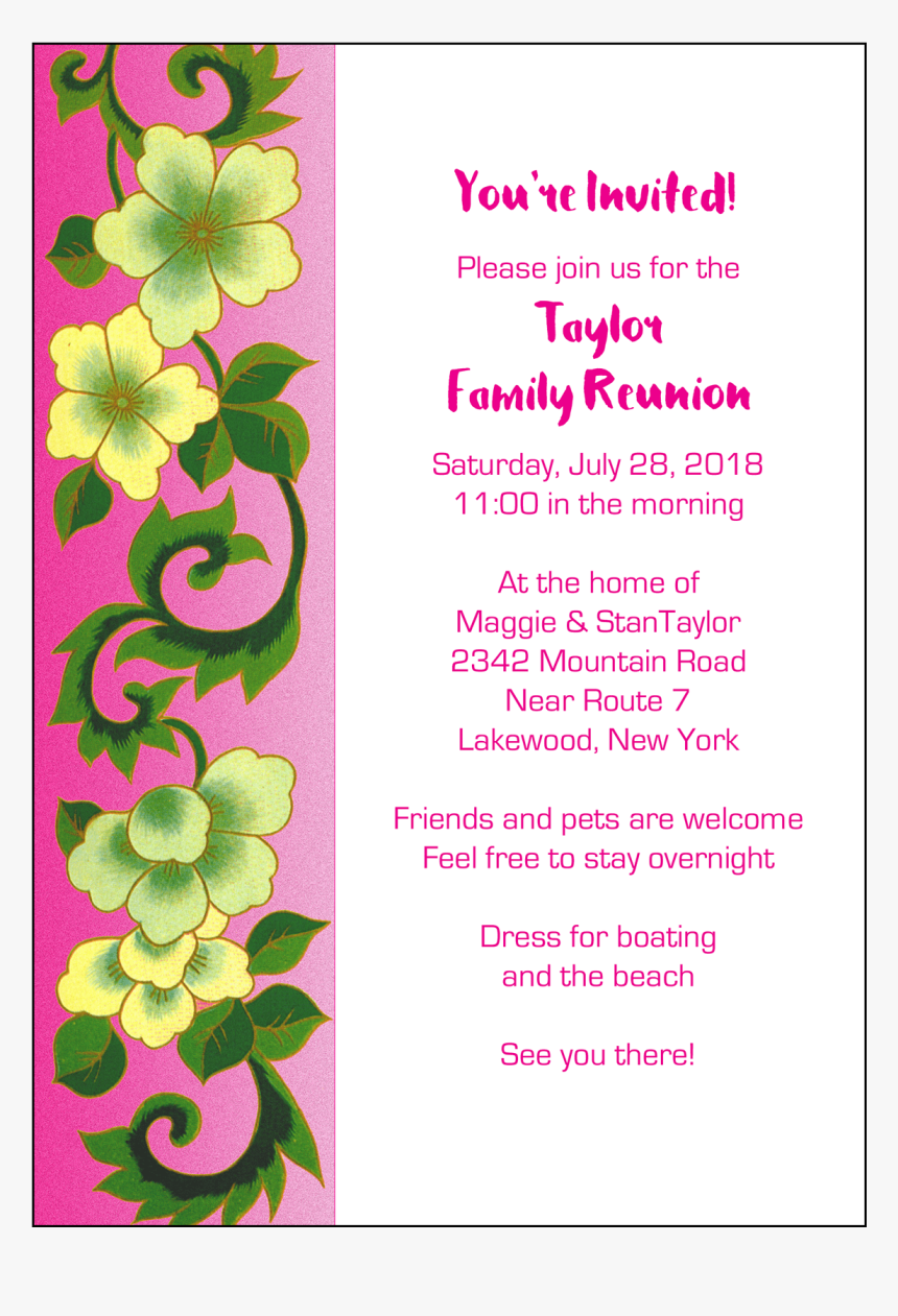 Family Reunion Invitation - Family Reunion Invitation Sample, HD Png Download, Free Download