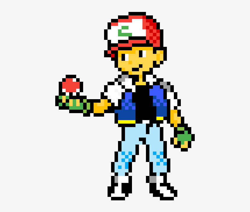 Ash Ketchum - Cartoon - Pixel Art Pokemon Ash, HD Png Download, Free Download