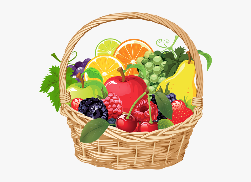 Fruit Basket Png Vector Clipart - Fruits In A Basket Clipart, Transparent Png, Free Download