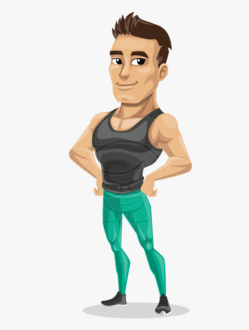 Muscle Gym Instructor Cartoon Vector Character Aka - Cartoon Fitness Png, Transparent Png, Free Download