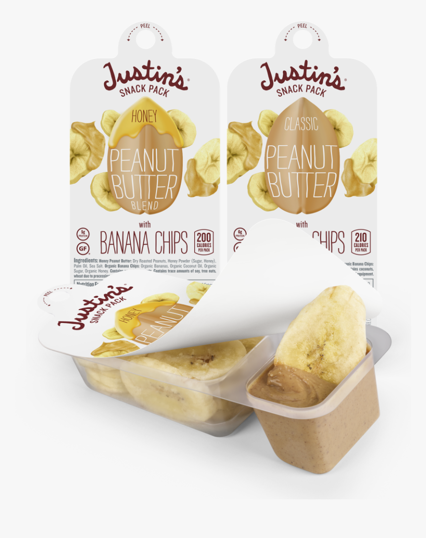 Bananas With Peanut Butter Png Vector Freeuse - Justin's Honey Peanut Butter Banana Chips, Transparent Png, Free Download