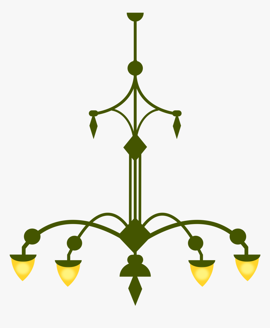 Ornate Chandelier, With 4 Lamps- Version 1 Clip Arts - Simple Chandelier Clipart, HD Png Download, Free Download