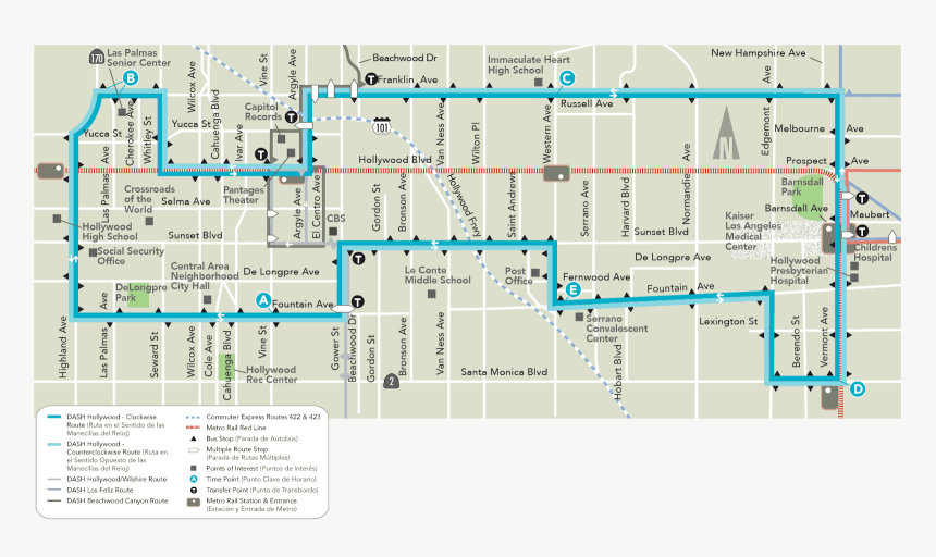Dash Bus Map Hollywood, HD Png Download, Free Download