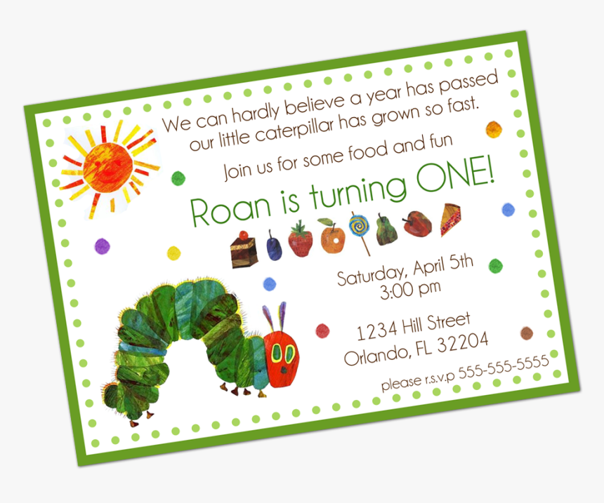 Very Hungry Caterpillar Digital Invitation - Very Hungry Caterpillar, HD Png Download, Free Download