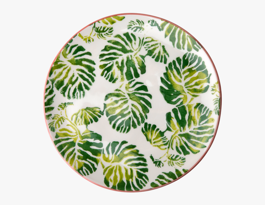 Ceramic Dessert Plate Tropical Leaf Print By Rice Dk - Ceramic, HD Png Download, Free Download