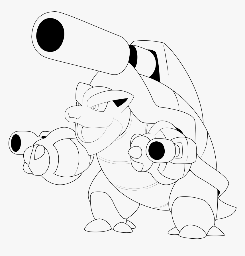 Mega Blastoise Lineart By Alcadeas1 Lineart Pokemon - Blastoise Black And White Png, Transparent Png, Free Download