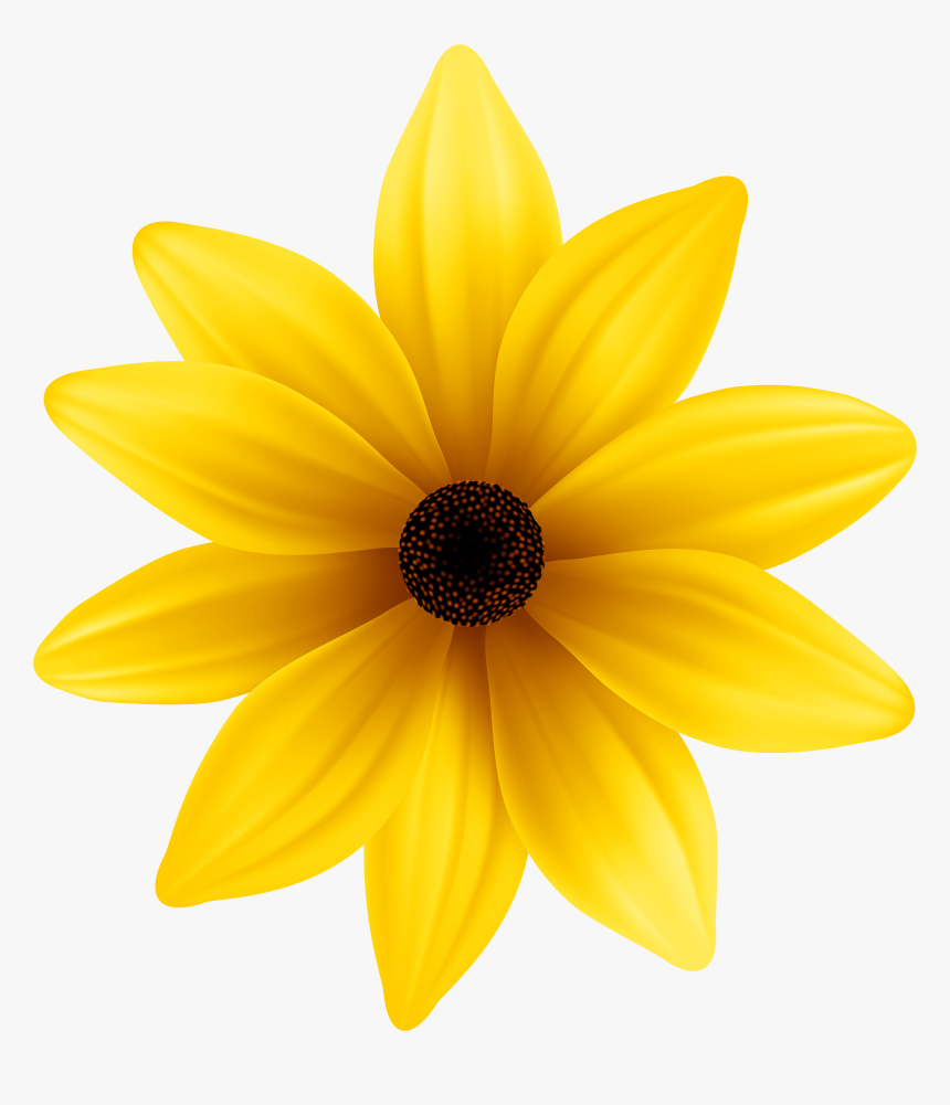 Flower Yellow Blue Clip Art - Transparent Background Yellow Flower Clipart, HD Png Download, Free Download