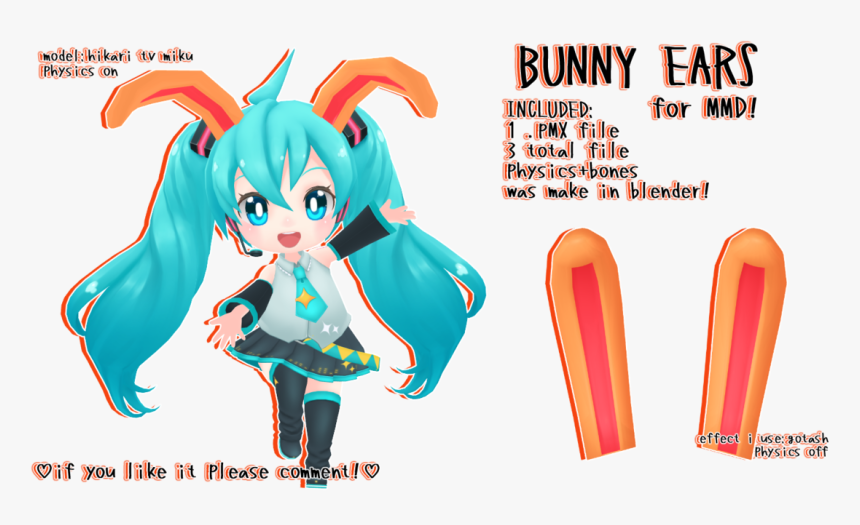 Mmd Dl Floppy Bunny Ears By Kawaii Ⓒ - Mmd Bunny Ears Dl, HD Png Download, Free Download