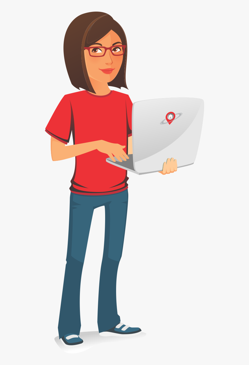 Woman With Laptop Png - Cartoon, Transparent Png, Free Download