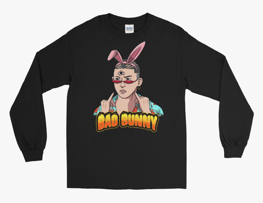 Bad Bunny With Bunny Ears Long Sleeve - Ayylien Merch, HD Png Download, Free Download