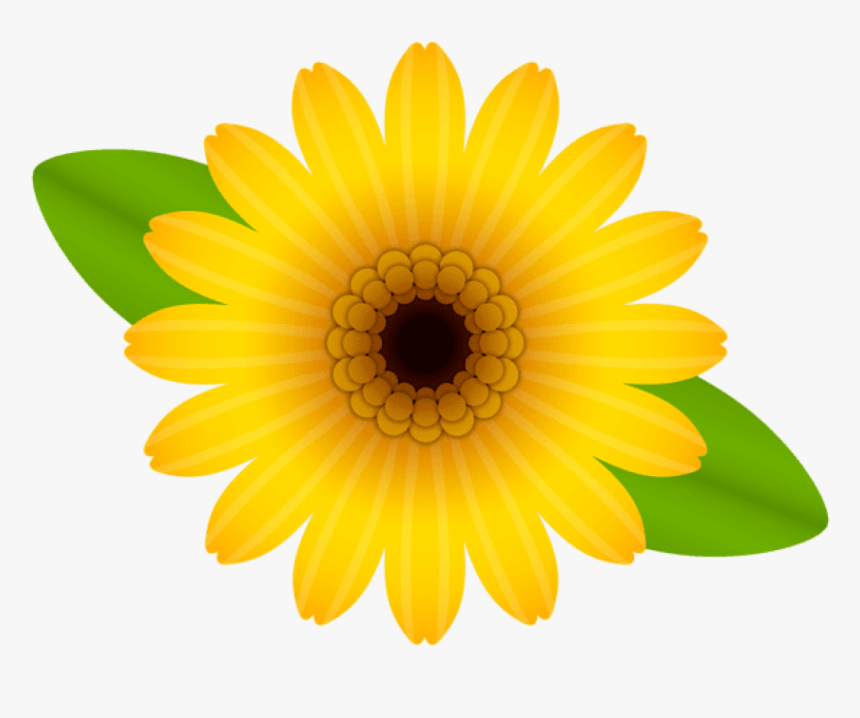 Free Png Download Yellow Flower Decorative Transparent - Single Sunflower Design, Png Download, Free Download