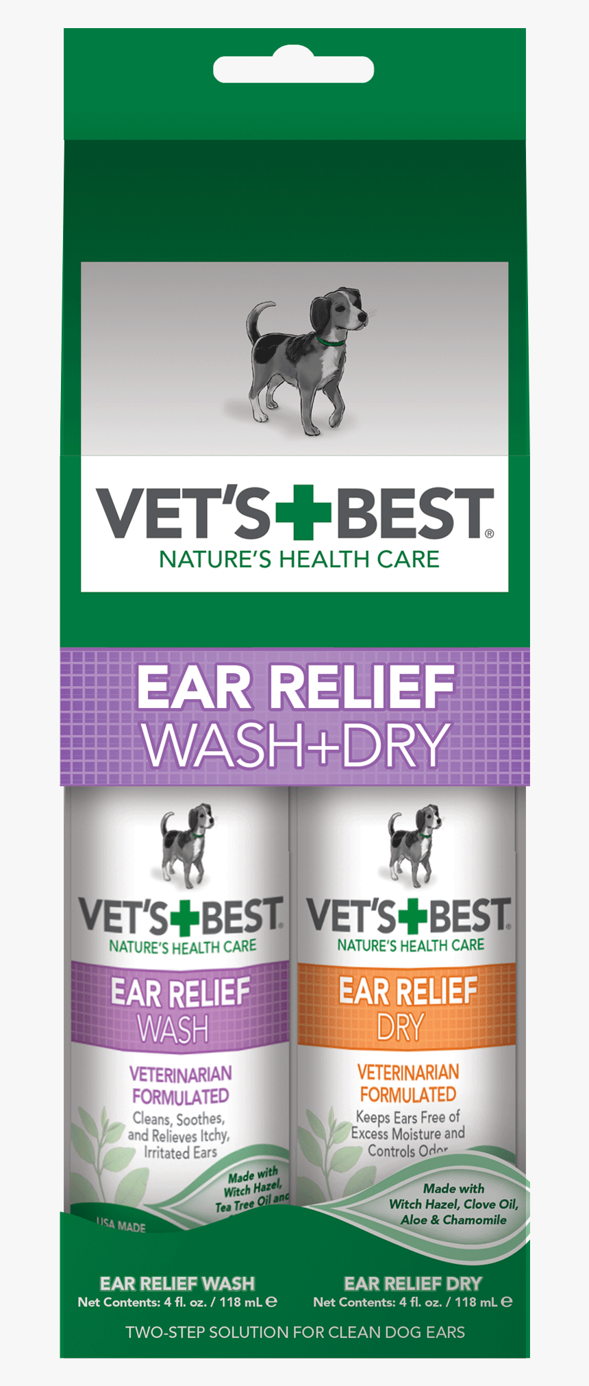 Vet"s Best Dog Ear Cleaner Kit, Ear Relief Wash & Dry - Vets Best Ear Relief Wash And Dry, HD Png Download, Free Download