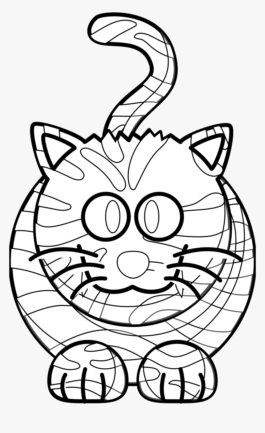 White Tiger - Cartoon Cat Face Clipart Black And White, HD Png Download, Free Download