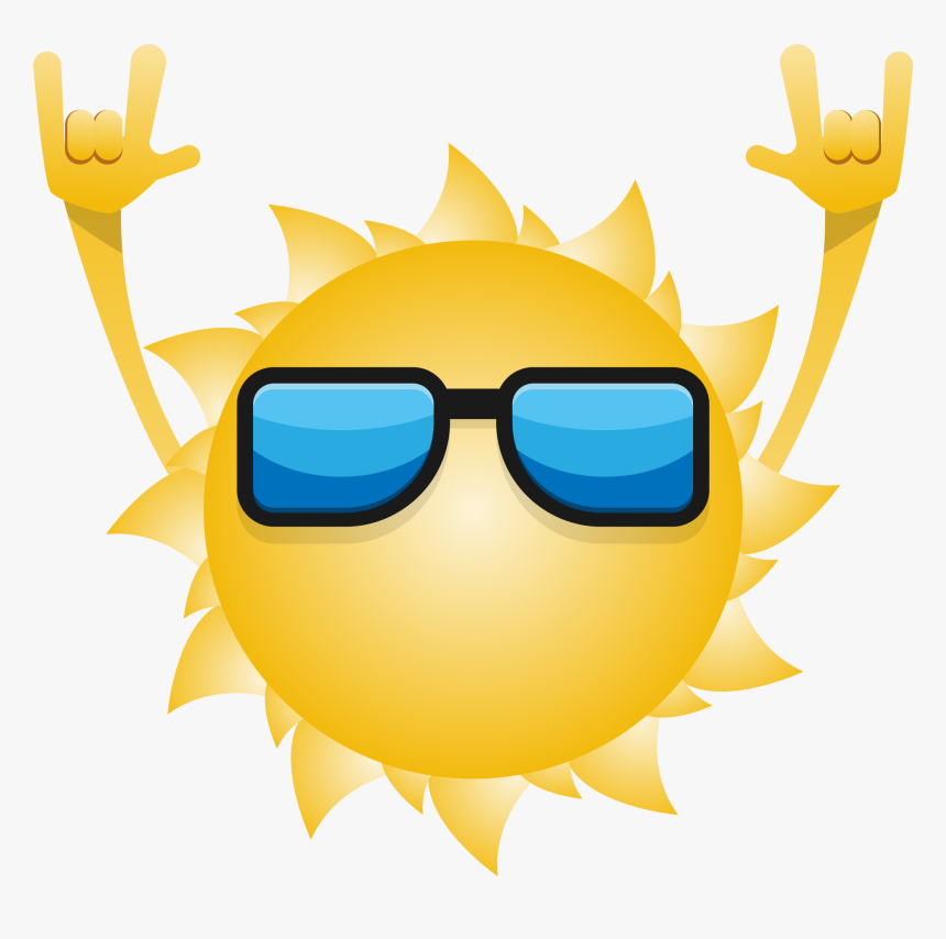 Wearing Sunglasses Sun Father Cartoon Vector Drawing - Cartoon, HD Png Download, Free Download