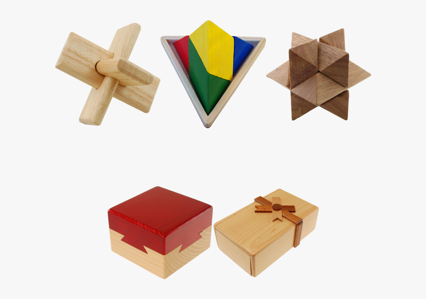 A Set Of 5 Wood Puzzles - Star Wood Block Puzzle, HD Png Download, Free Download