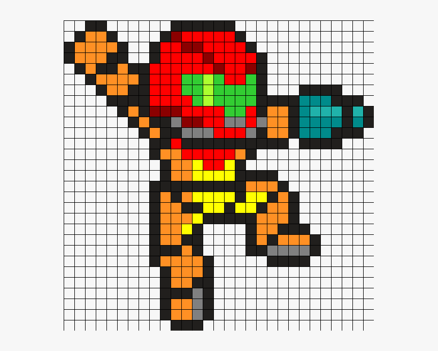 Samus From Metroid Perler Bead Pattern / Bead Sprite - 8 Bit Megaman Jumping, HD Png Download, Free Download