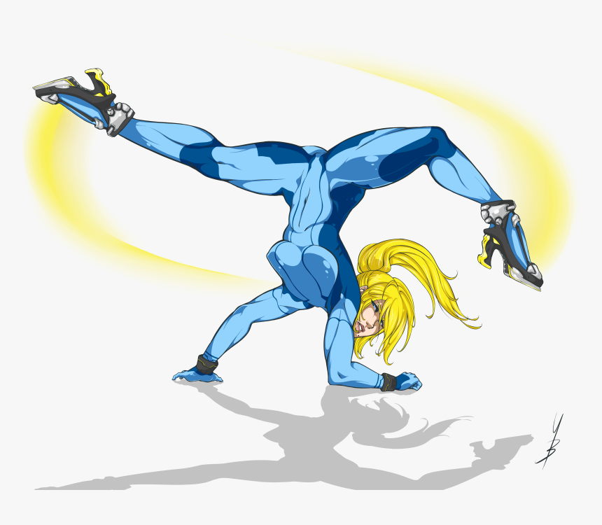 Samus Aran, Zero Suit Metroid Series Artwork By Cartakerjvb - Zero Suit Samus Kick, HD Png Download, Free Download