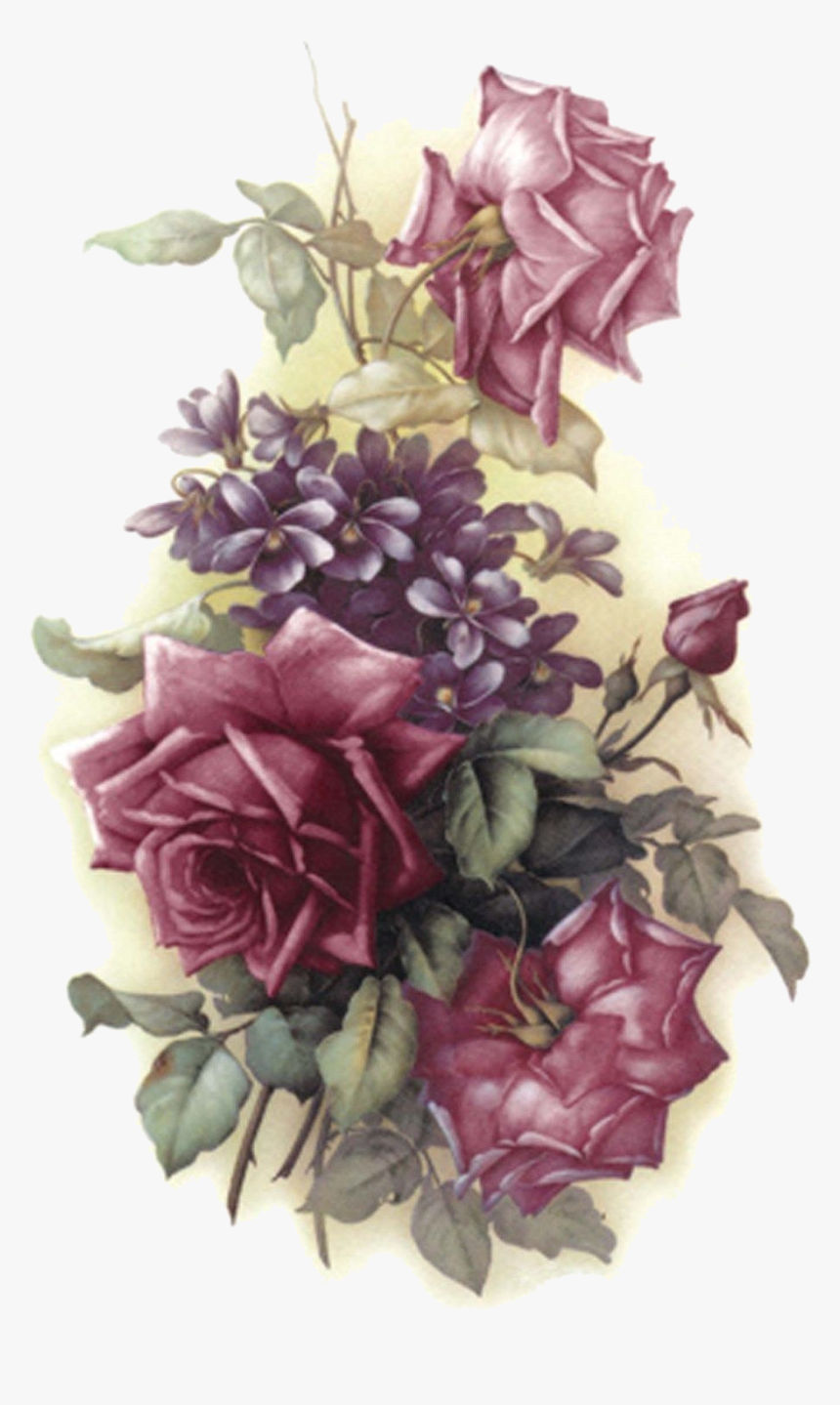 Purple Rose Png , Png Download - Flowers Vintage Purple Png, Transparent Png, Free Download