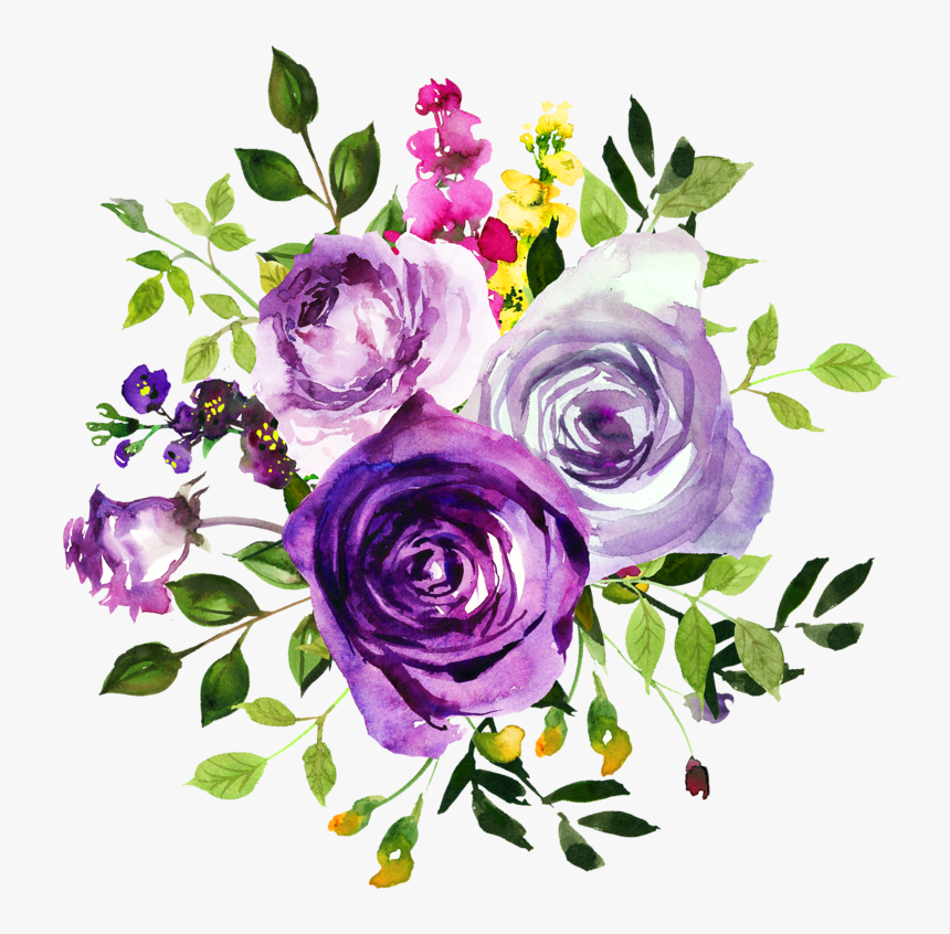 Watercolor Purple Flowers, HD Png Download, Free Download