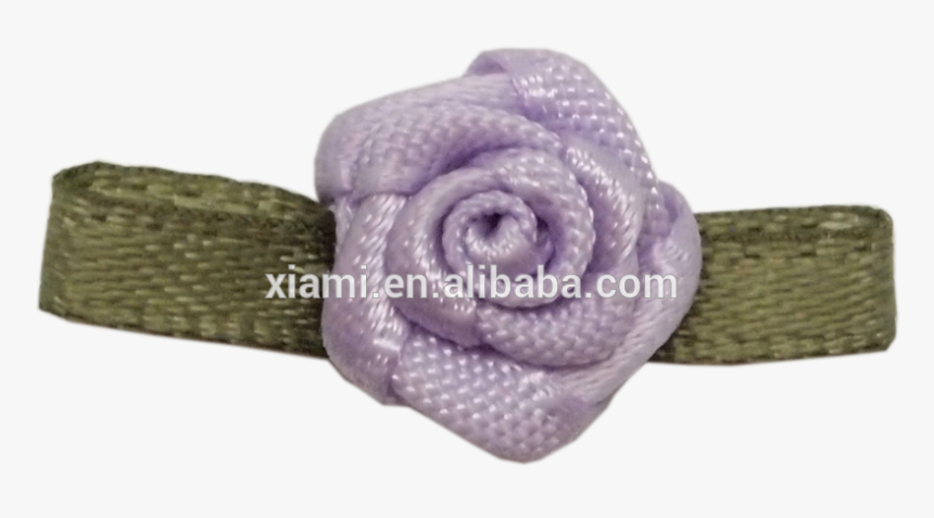 Party Decorated Purple Rose With Green Leaf Mini Ribbon - Artificial Flower, HD Png Download, Free Download