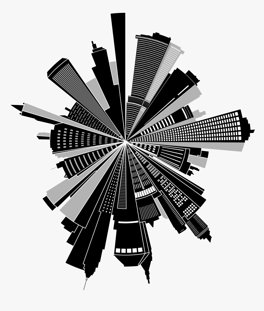 Svg Artwork Cityscape - City Skyline Radial Png, Transparent Png, Free Download