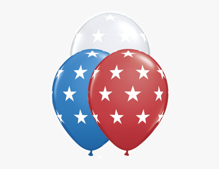 Red, White And Blue Star Balloons - Red Balloon With White Stars, HD Png Download, Free Download