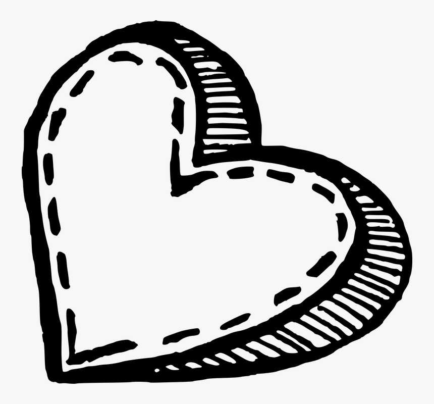 Heart, Handdrawn, Love, Sketch, Romantic, Valentine - Heart Sketch Transparent Png, Png Download, Free Download