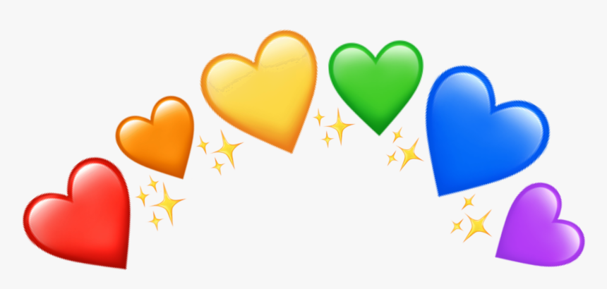 #crown #heartcrown #pride #rainbow #rainbowheart #glitter - Rainbow Heart Emoji Transparent, HD Png Download, Free Download