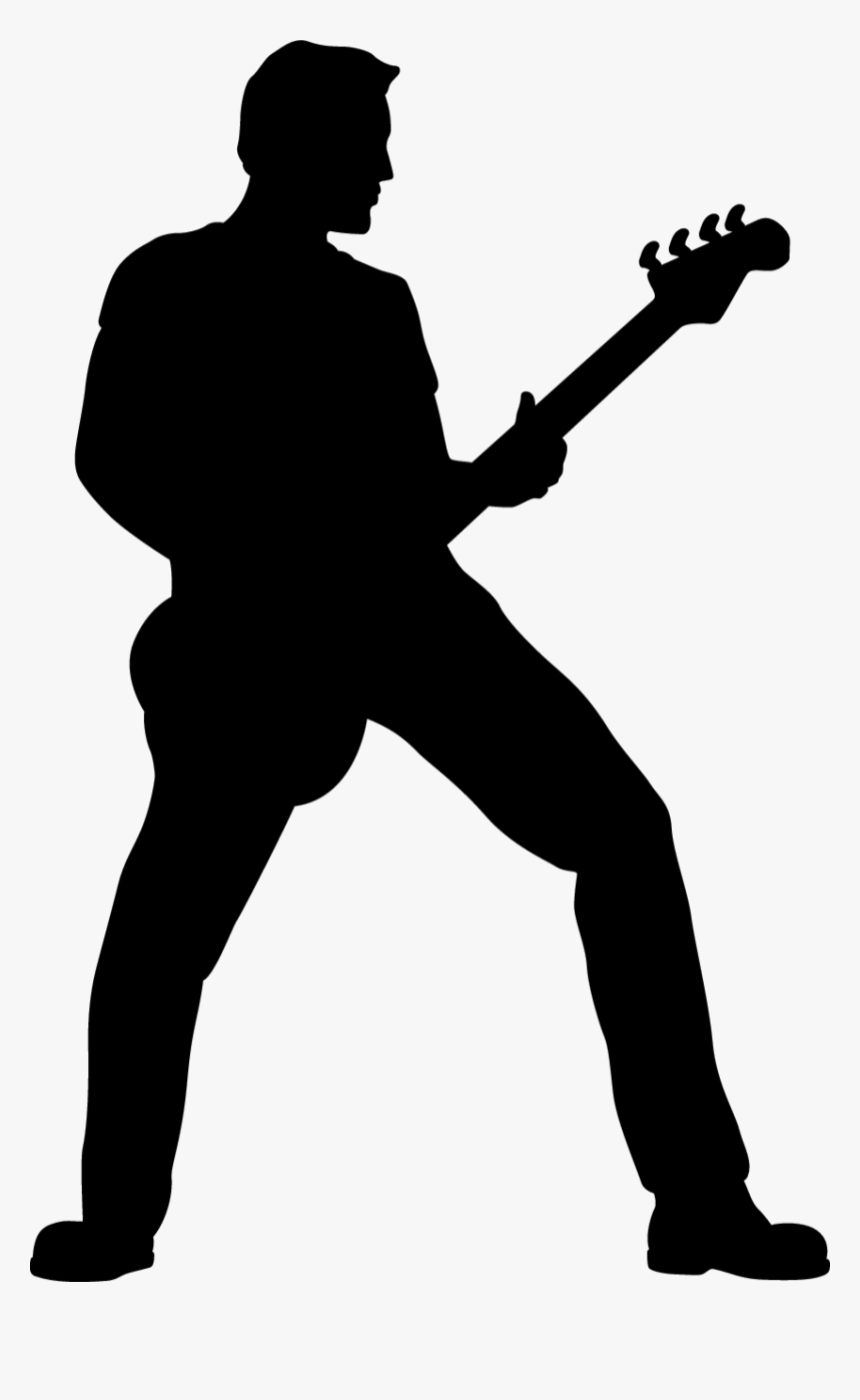 Guitarist Silhouette Clip Art - Bass Guitar Player Silhouette, HD Png Download, Free Download