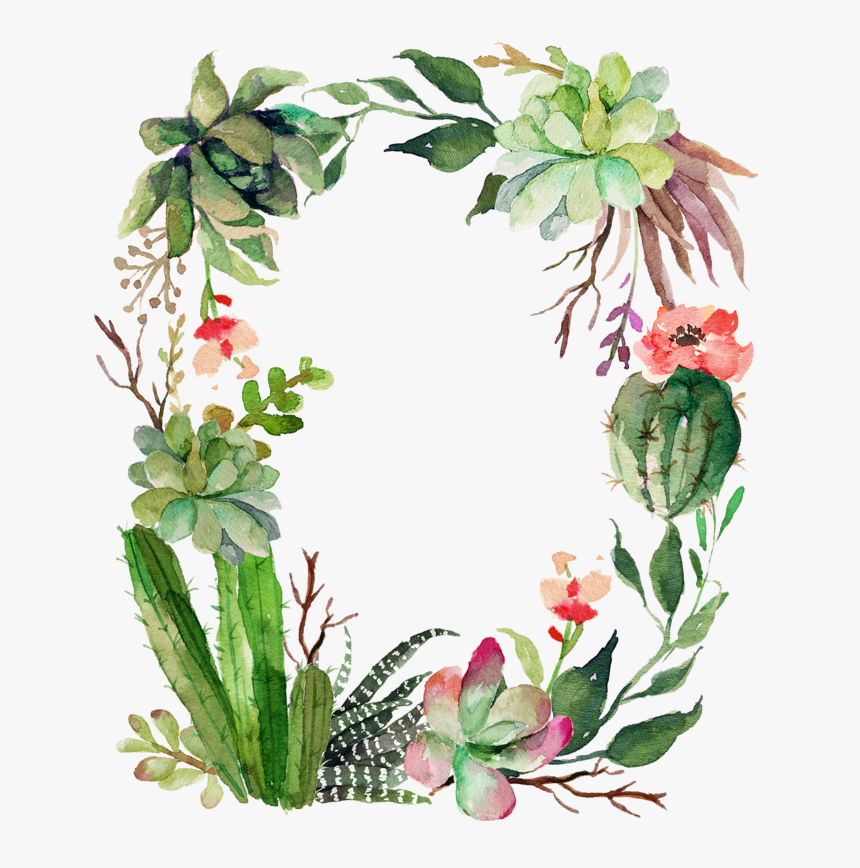 Cactus Clipart, Floral Wreath, Green Garland, Birthday - Cactus Border Clipart Free, HD Png Download, Free Download