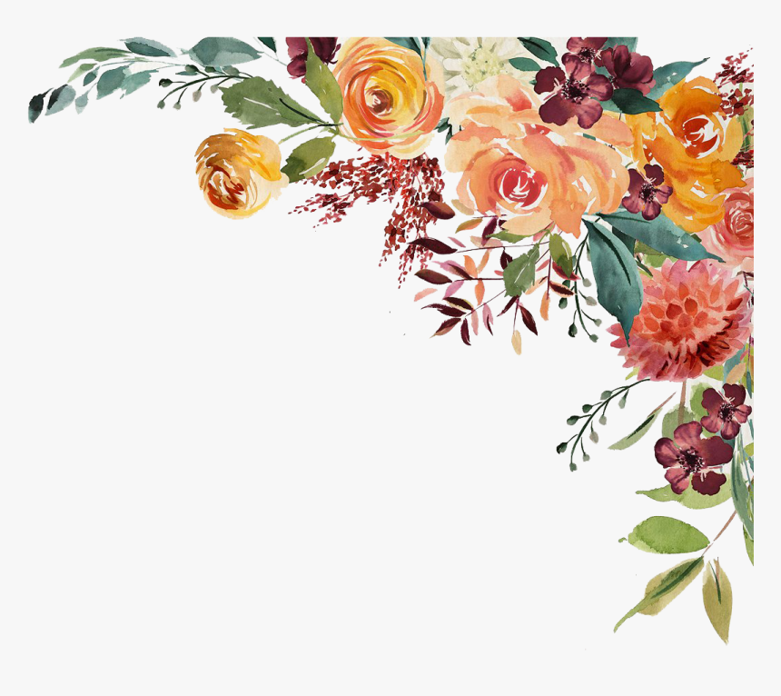 Autumn Garden Watercolor Roses Design Floral Painting - Transparent Background Floral Wreath Watercolor, HD Png Download, Free Download