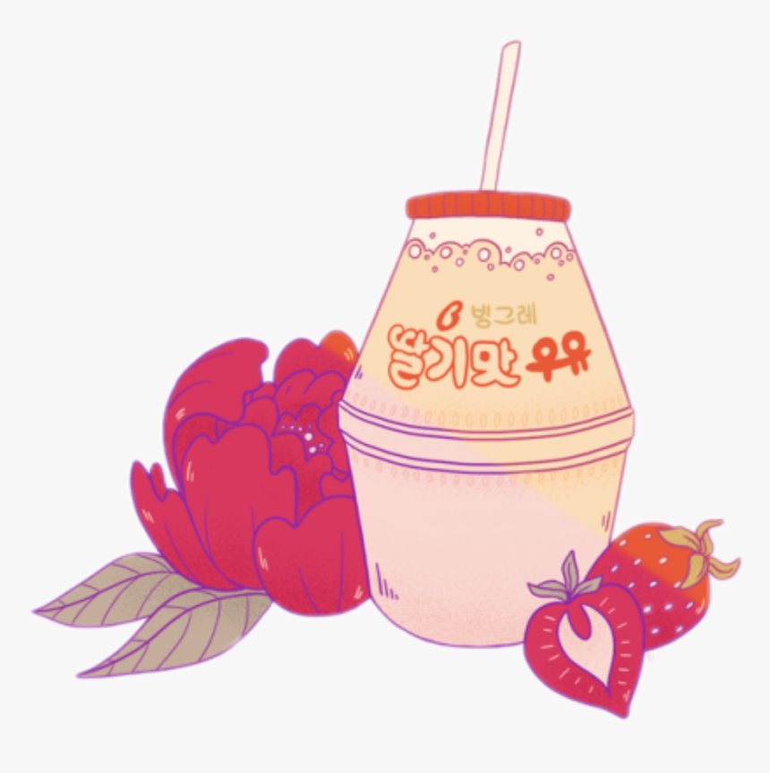 #korea #korean #strawberry #milk #koreanfood #koreanstyle - Korean Png, Transparent Png, Free Download