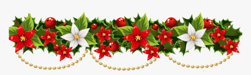 Transparent Poinsettia Clipart - Clip Art Christmas Garland, HD Png Download, Free Download