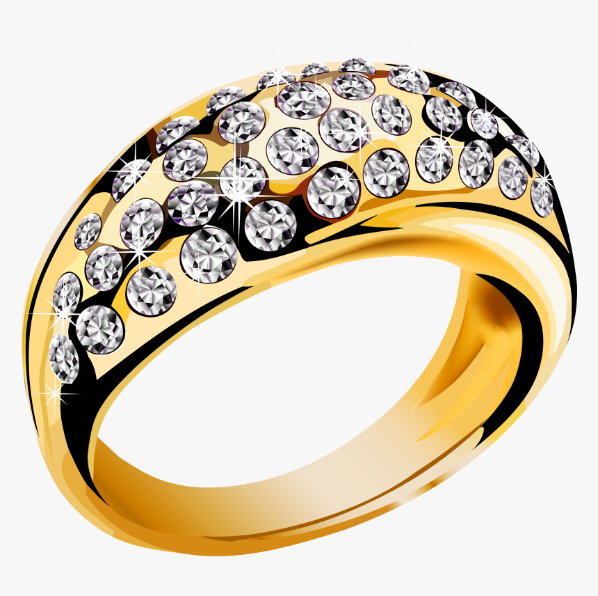 Gold Ring With Diamonds Png Image - Ring Gold Jewellery Png, Transparent Png, Free Download