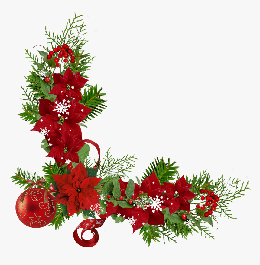 Bordures,coins,tubes Christmas Flowers, Christmas Graphics, - Transparent Christmas Corner Border, HD Png Download, Free Download