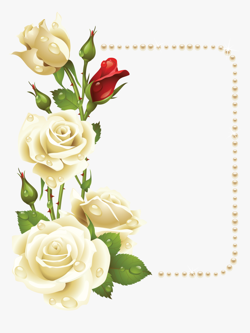 Pin By Людмила On Рамки - White Roses Corner Border, HD Png Download, Free Download