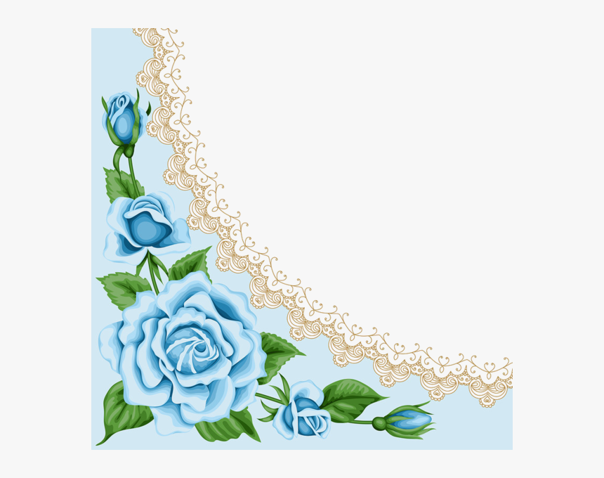 Blue Roses Border Clipart Blue Rose Clip Art - Border Blue Flower Clipart, HD Png Download, Free Download
