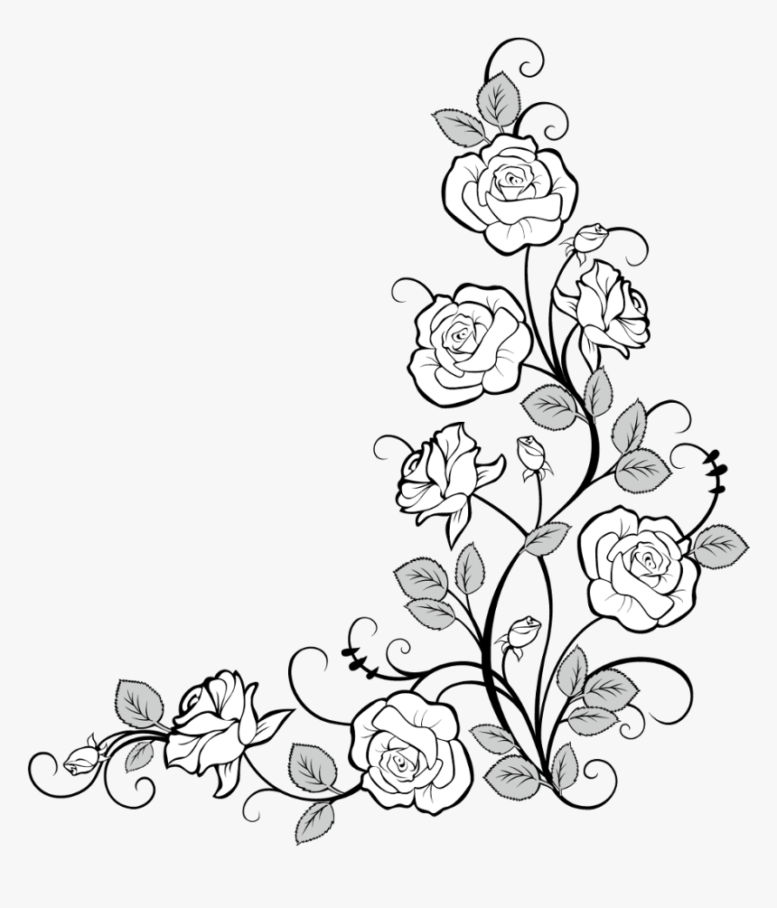 #frames #frame #corner #corners #borders #border #roses - Flower Border Drawing Transparent, HD Png Download, Free Download