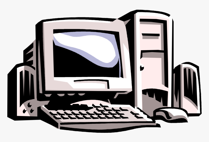 Vector Illustration Of Personal Desktop Computer System - Cartoon Transparent Background Computer, HD Png Download, Free Download