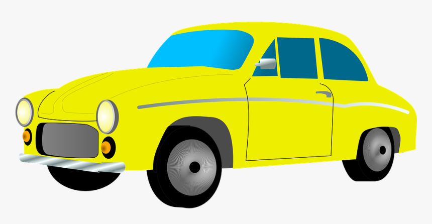 Car, Taxi, Cab, Transportation, Automobile, Auto, Motor - Yellow Car Clip Art, HD Png Download, Free Download