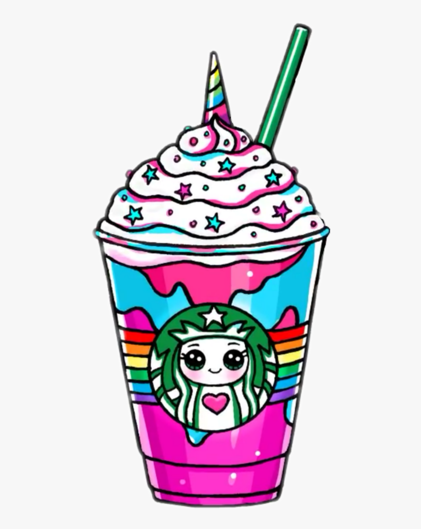 Kawaii Drink Drinks Unicorn Horn - Draw A Starbucks Unicorn Frappuccino, HD Png Download, Free Download