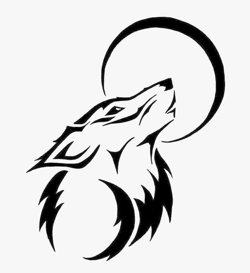 Wolf Tribal Clipart Black And White Transparent Png - Easy Wolf Drawings, Png Download, Free Download