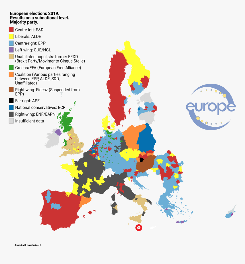 Ep 2019 Election Results - European Election 2019 Results Map, HD Png Download, Free Download