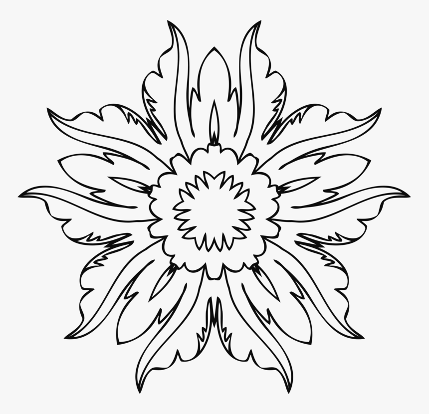 Hd Drawing Line Art Floral Design Flower - Line Art Flower Designs, HD Png Download, Free Download