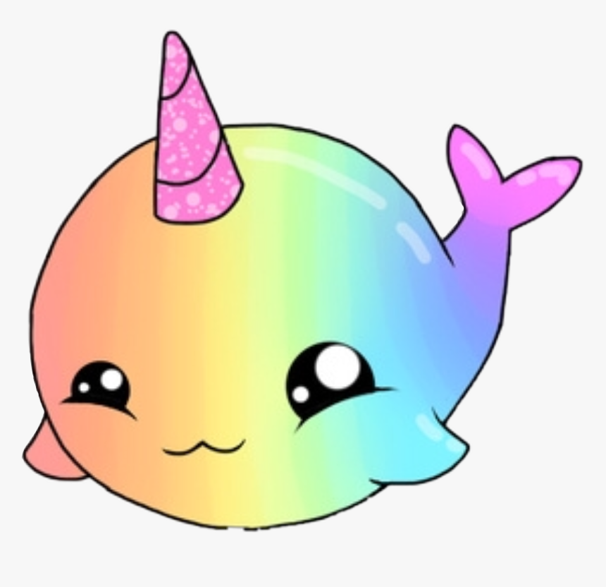 Shark Sea Cute Kawaii - Cartoon Narwhal Cute Rainbow, HD Png Download, Free Download